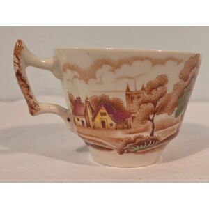 Vintage Woods & Sons England Transferware Teacup Rustic Country Scene